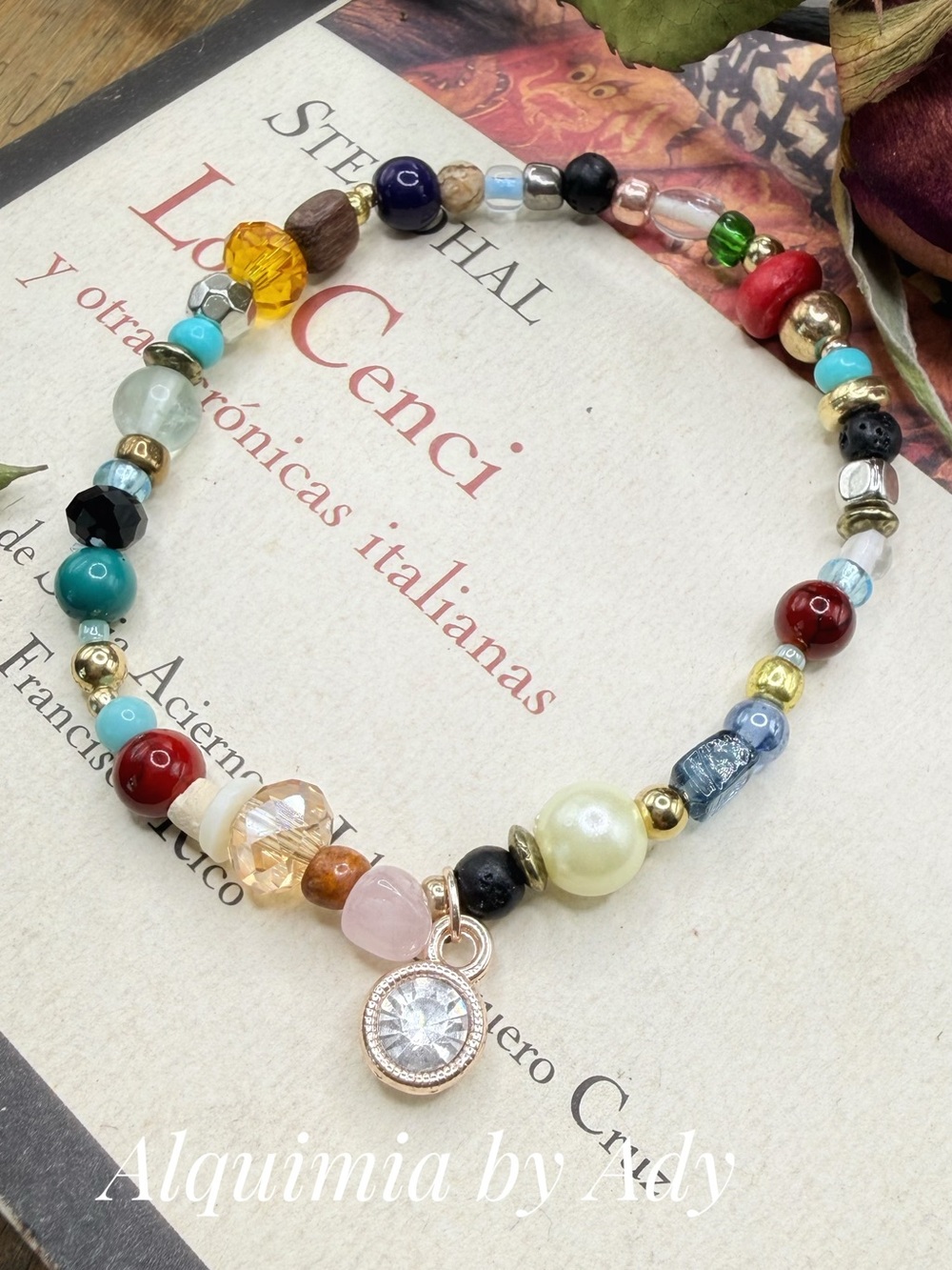 Alquimia Multicolor Bead Bracelet with Crystal Charm